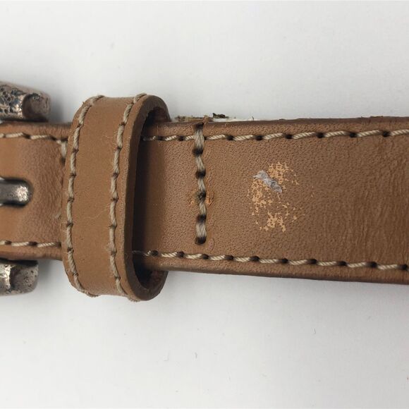 Fossil Western Belt Womens Size Medium Brown Leather Silver Heart Medallions - Picture 6 of 8